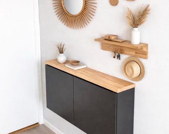 Étagère en teck pour meuble à chaussures Ikea Trones - Bois durable - Meuble double 104 cm