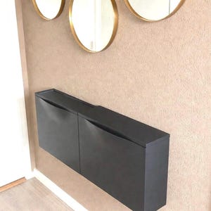 Ikea Trones schoenenkast opwaardeer plank zwart - Single kast 52cm - Plateau op Trônes - Ikea-hack - Toevoeging meubels- Massief houtenplank