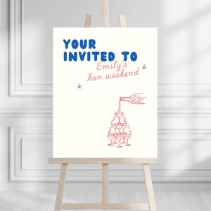 Editable Hen Bachelorette Party Welcome Board, Hen Do Welcome Sign, Wedding Sign, Editable Canva Template, Digital Download, Hens Party sign