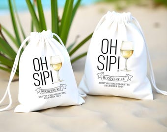 Personalized Bachelorette Hangover Kit Bags: Oh Sip Wine Recovery