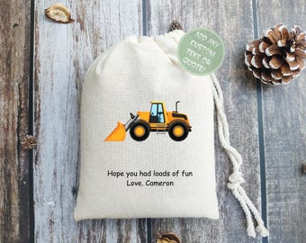 Construction Truck Birthday Party Favor Bags: Personalized Kids Treat Bags