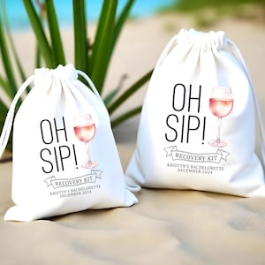 Rose Wine Oh Sip Hangover Recovery Kit Bags | Winery Bachelorette Trip | Bachelorette Party Gift | Hangover Kit Bags | Wine Recovery Bags
