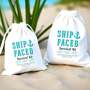 Ship Faced Hangover Kit Bag | Nautical Party Favors | Boat Bachelorette & Bachelor Party | Cruise Survival Kit Bags | Bachelorette Hangover