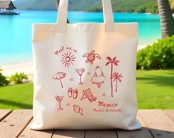 Bolso de playa Mexico Doodle: Bolso para despedida de soltera