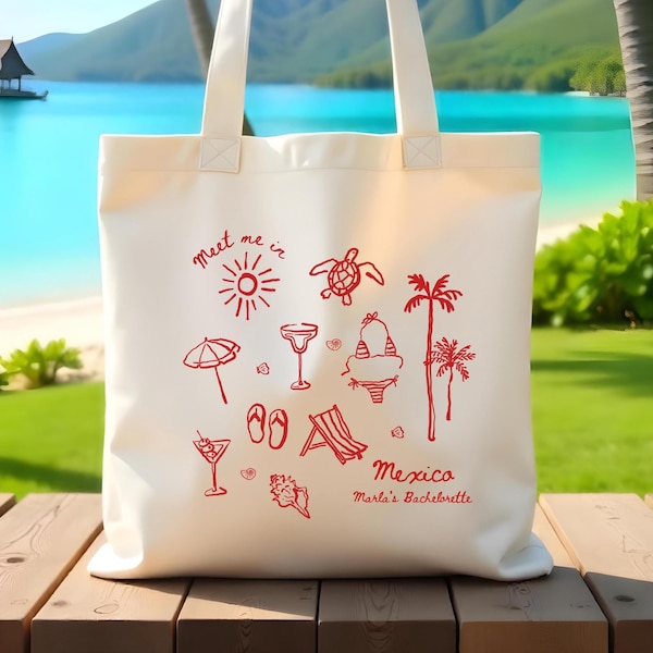 Mexico Doodle Tote: Bachelorette Party Beach Bag