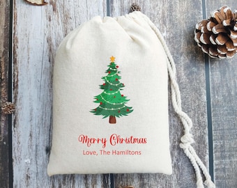 Personalized Christmas Tree Bag: Cotton Stocking Stuffer