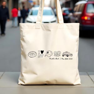 New York Doodle Tote Bag: Personalized Bachelorette Party Favor