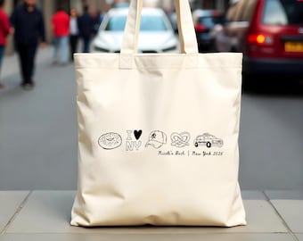 New York Doodle Tote Bag: Personalized Bachelorette Party Favor