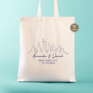 Custom New York Skyline Tote Bag: NYC Wedding Favor