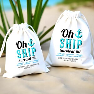 Oh Ship Hangover Survival Kit | Nautical Party Favors | Boat Bachelorette & Bachelor Party | Cruise Survival Kit Bag | Bachelorette Hangover
