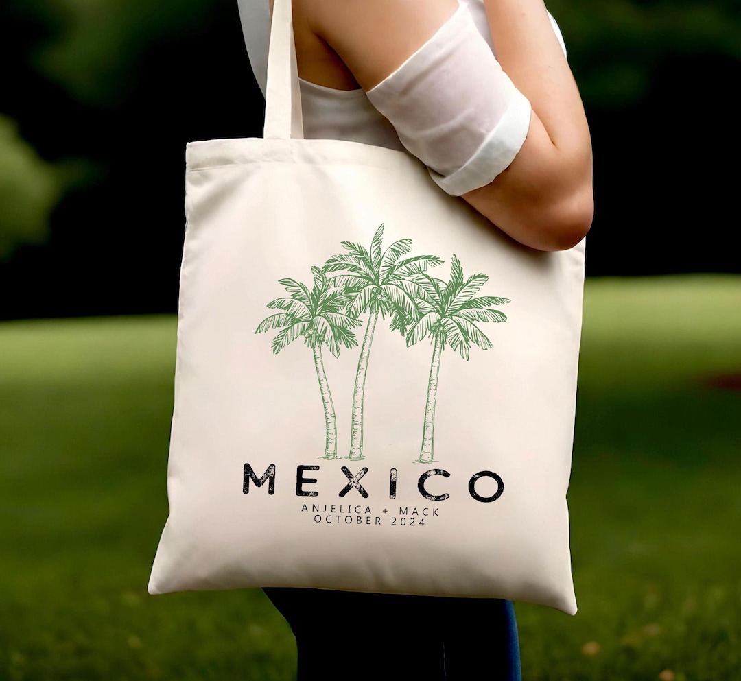 Mexico Wedding Tote Bag: Personalized Destination Favor Bags - Etsy