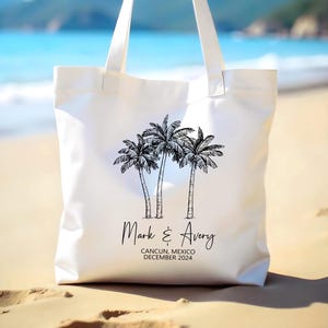 Palm Tree Tote | Wedding Welcome Bag | Custom Wedding Tote | Bachelorette Gift | Destination Wedding Tote | Custom Tote | Beach Wedding Tote