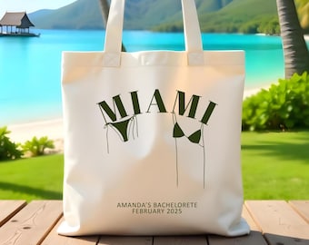 Personalized Miami Bachelorette Tote Bag: Tropical Wedding Favor