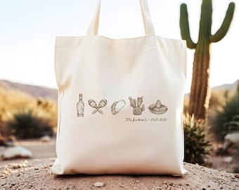 Personalized Mexican Fiesta Tote Bag: Wedding & Bachelorette Favors