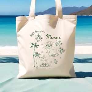 Bolsa de mano personalizada de Miami: recuerdo de bienvenida para una boda tropical