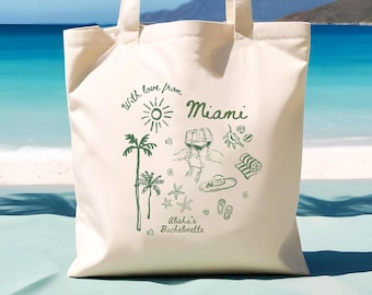 Personalized Miami Tote Bag: Tropical Wedding Welcome Favor