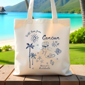 Cancun Wedding Welcome Bags | Destination Wedding Welcome Tote Bags | Bachelorette Party Favor Bag | Cabo Bachelorette | Mexico Bachelorette