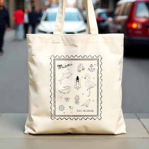 Bolsa de mano con sellos de Miami: recuerdo de despedida de soltera