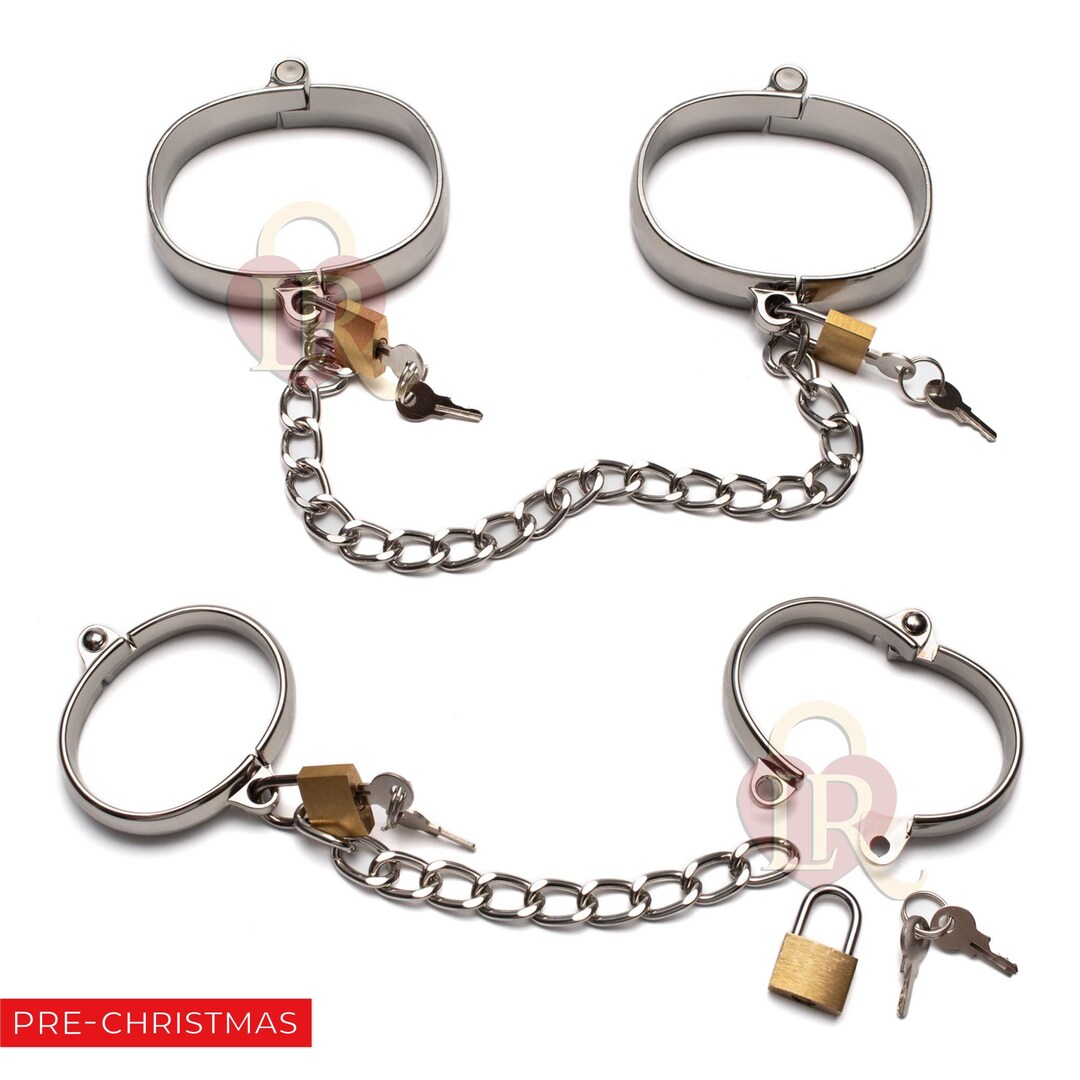 Solid Stainless Steel Restraint Set, Wrist & Ankle Shackles With Locks ...