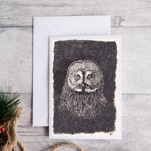 Tarjetas de felicitación con ilustración de búho - Paquete de 10 - Retrato de vida silvestre - Tarjeta en blanco A6 - Sobres incluidos