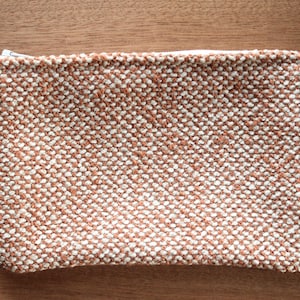 Orange and white woven zipper pouch, coin purse, card wallet, handmade coin pouch