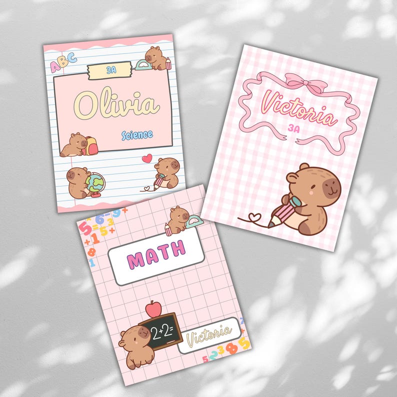 Editable Capybara Binder Covers and Spines for Girl, Girl Personalised ...