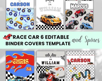 Cubiertas y lomos editables para carpetas de carreras, cubiertas personalizadas para carpetas de niño, carpetas para llevar a casa para niños, plantillas de cubiertas para cuadernos de niño