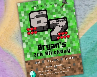 Six Seven Birthday Party Invitation, 6 7 Meme, Meme Birthday Invite for Boy, Boy 7th Birthday, Six Seven Video Game Birthday Party