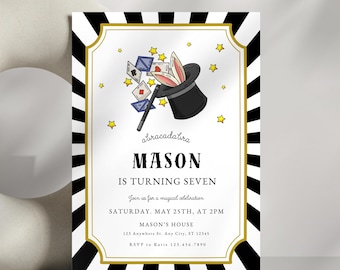 Magical Birthday Party Invitation, Editable Magic Show Birthday Party Invite, All Age Magic Party Evite