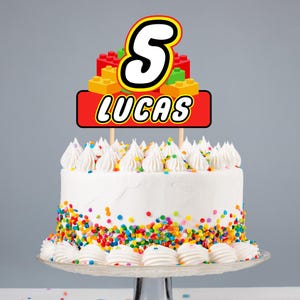 Personalisierte druckbare Block Geburtstag Tortendeko, Bausteine Geburtstag Tortendeko, Bausteine Geburtstagsparty für Jungen, Geburtstags Topper