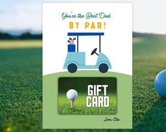 Editable Father's Day Golf Gift Card Holder, Printable Best Dad By Par for Dad Gift, Instant Download