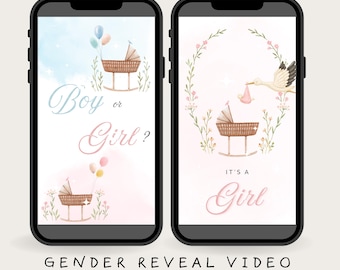 It's a Girl Gender Reveal Video, Digital Pregnacy Announcement Video, For Mobile, Social Media, Baby Announcement Video, Instant Download