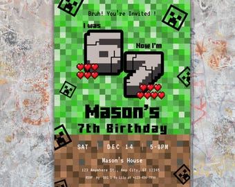 67 Meme Video Game  Birthday Party Invitation, Six Seven Meme, I was 6 Now I'm 7, Boy 7th Birthday
