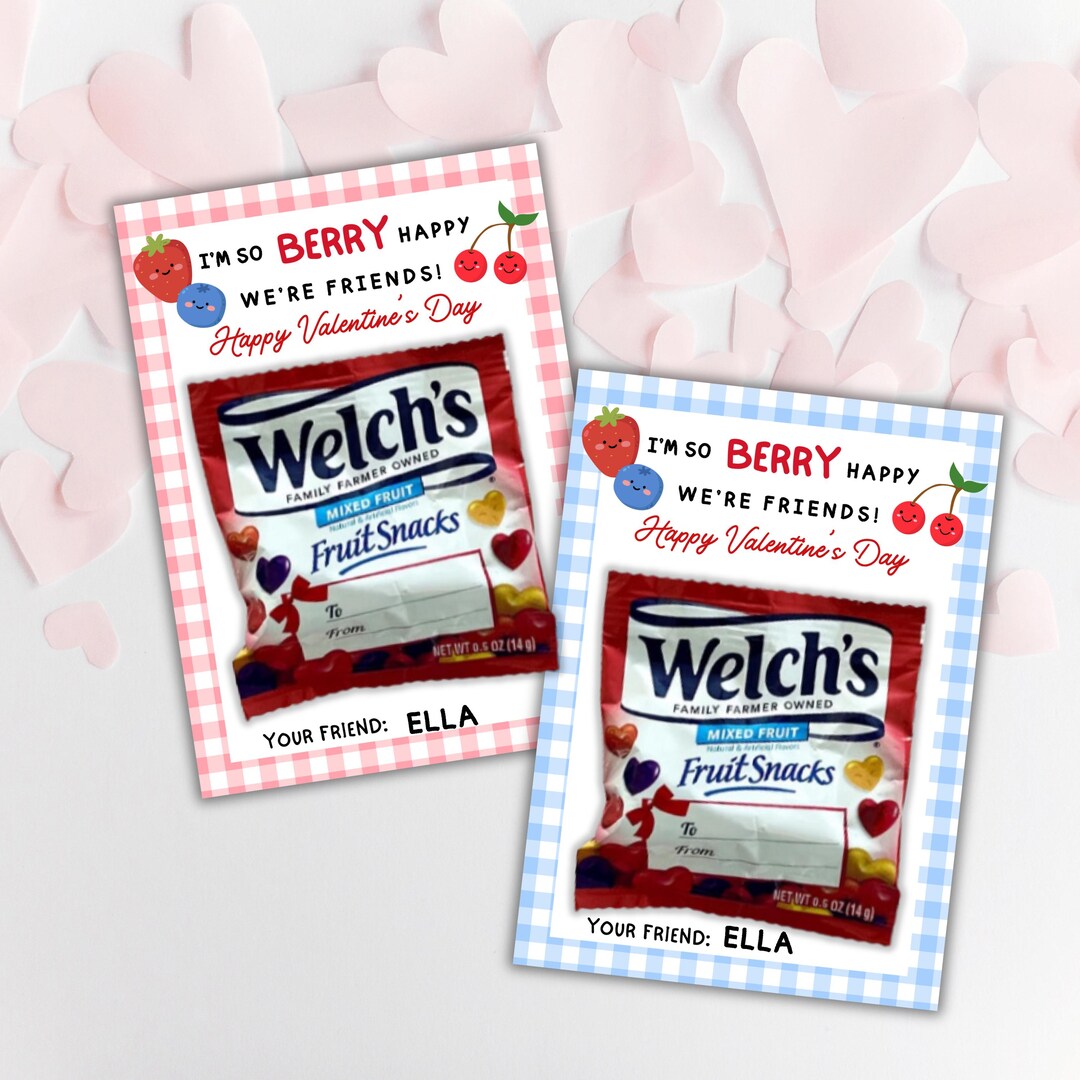 Fruit Snack Valentines Day Printable Editable Card Berry Happy Friends ...