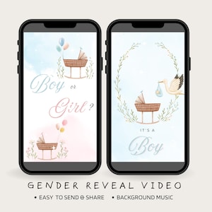 It&#39;s a Boy Gender Reveal Video, Digital Pregnacy Announcement Video, For Mobile, Social Media, Baby Announcement Video, Instant Download