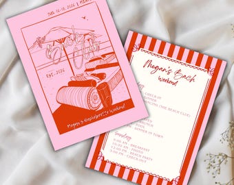 Bach Club Itinerary Beach Bachelorette Weekend, Swim Italian Theme Bach Party, Capri Bachelorette Invite Bach Party Beach Theme Hen