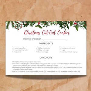 Holiday Garland Christmas Recipe Card Printable - 4x6 card