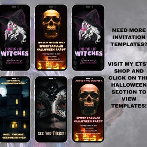 Digital Vampire Halloween Invitation, Editable Animated Halloween Party Evite, Gothic Halloween Mobile Invite, Canva Template image 7