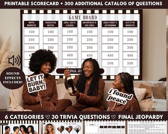 Waiting To Exhale Jeopardy Game, Editable Ladies Pajama Night Party Games, Girls Night Trivia Fun (Digital Download, Canva Template)