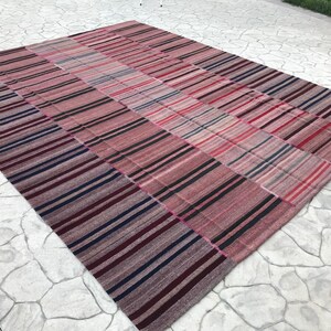 Extra Oversize Oushak Rug , 11x14 Minimalist Turkish Kilim Large Area Rug , 11x14 Persian Area Large Rug , 11x14 Stripe Desing Heriz Rug