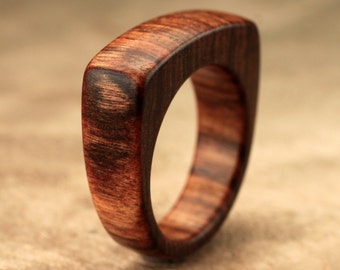 Size 8.25 - Flat Top Tamboti Wood Ring No. 137