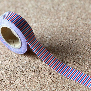 mt Washi Masking Tape Tricoloure in Red, Blue & White Stripes Limited Edition 15m roll image 4