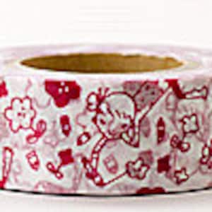 CLEARANCE SALE - 50% OFF - Delfonics Washi Masking Tape - Ruby Red Flowers  - Wide - Snih