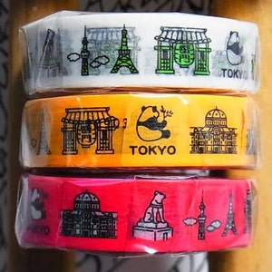 CLEARANCE SALE - 25% OFF - Washi Masking Tape - Tokyo on Yellow - Limited Edition - Tokyu Hands (15m roll)