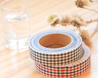 20% off sale - Decollections Fabric Masking Tape - Gingham Checks - 2 Tone