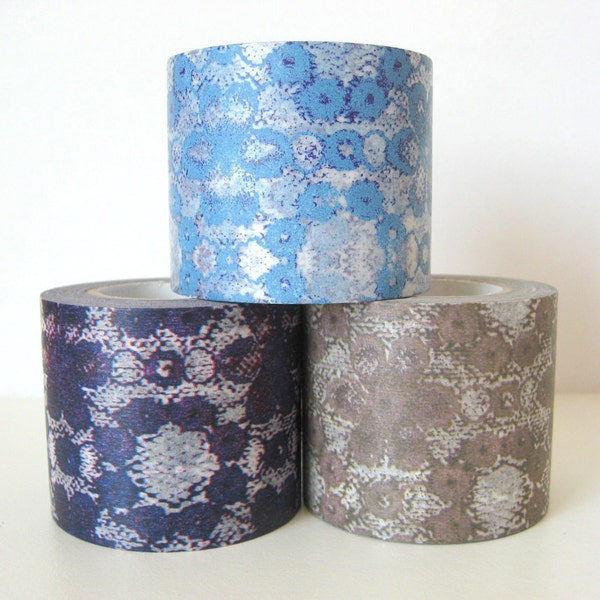 20% de réduction sur la vente - Zwillinge Washi Masking Tape - Dentelle en bleu, brun ou violet - 45mm Wide