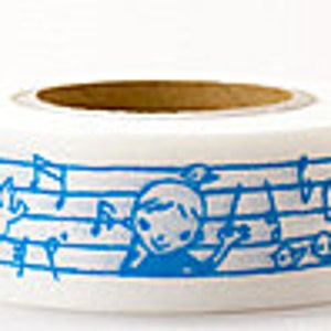 CLEARANCE SALE - 50% OFF - Delfonics Washi Masking Tape - Blue Musical Notes  - Wide - Snih