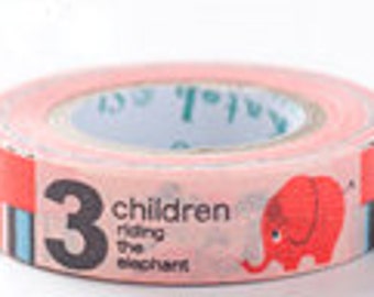 10% off sale - Shinzi Katoh Masking Tape - 3 Children & Elephant - Discontinued