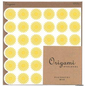 25% off sale Japanese Lace Origami Paper 15cm 6 inches Yellow Flowers image 1