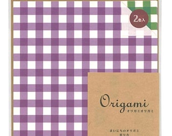 25% off sale - Japanese Origami Paper 15cm (6 inches) - Purple & Green Checks